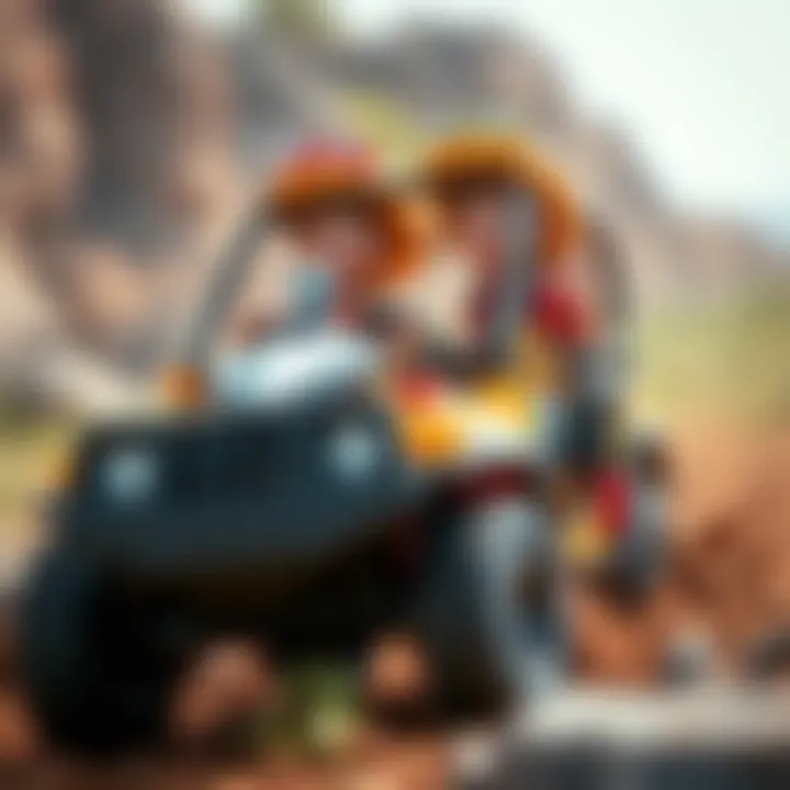 Children enjoying the thrill of a 4x4 ride through rugged terrain