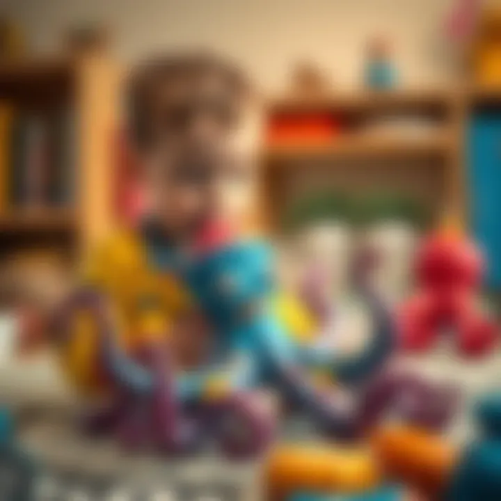 Educational Engagement with Octopus Toy Child engaged with educational octopus toy