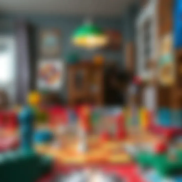 Colorful board games spread on a table