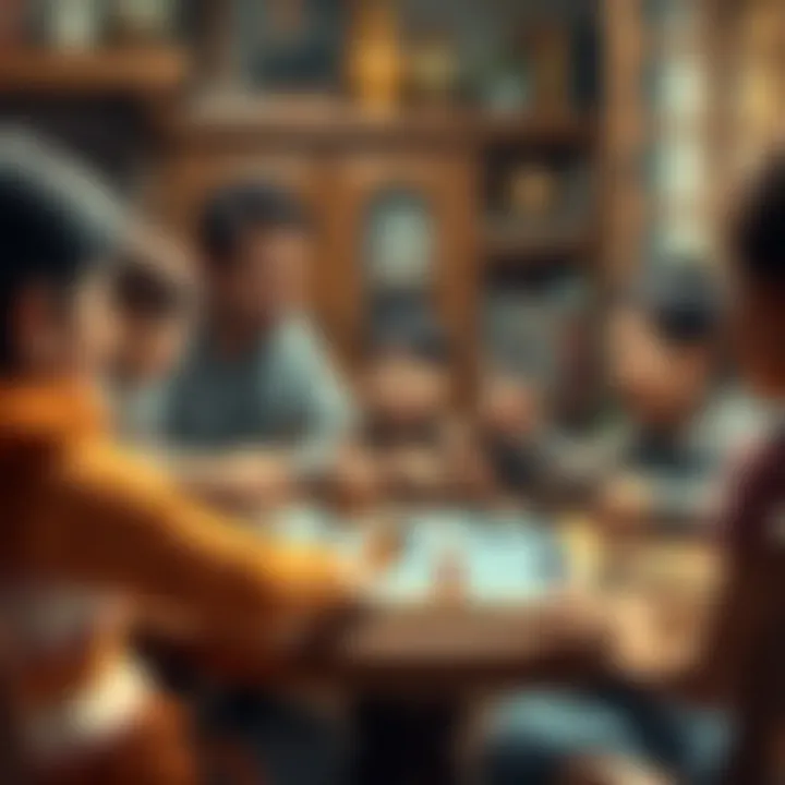 A cozy family gathering around a board game