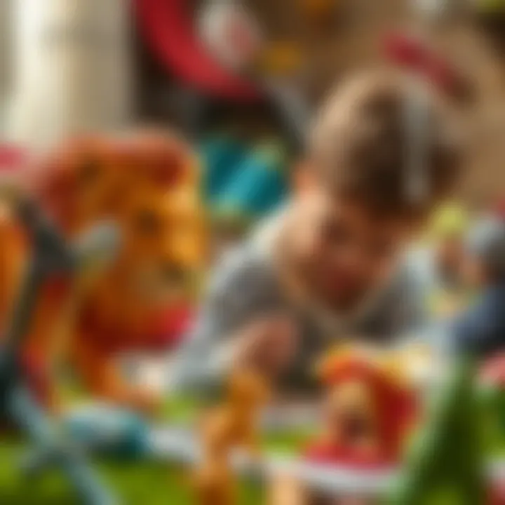 Child engaging in imaginative play with Lion King toys