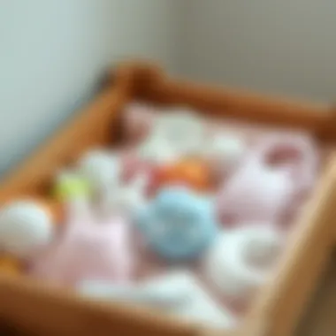 Close-up of baby care items neatly organized in a baby box