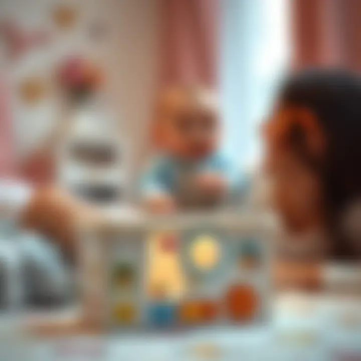 A joyful moment between a parent and baby with the baby box in focus