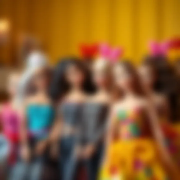 A diverse group of Barbie dolls showcasing friendship and variety.