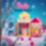 A colorful Barbie Holiday House showcasing various play areas