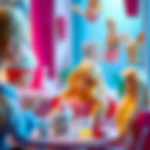 A child creatively engaging with a Barbie doll, showcasing imaginative play.