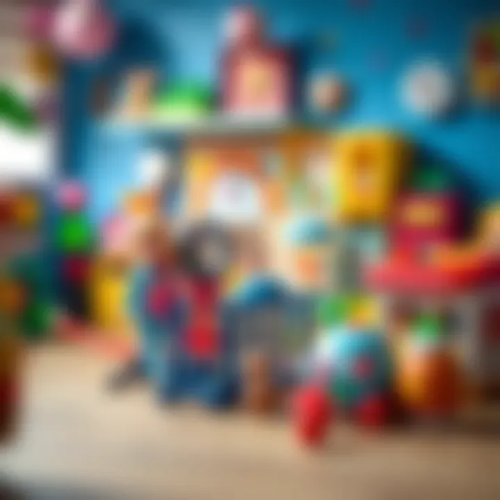 A colorful display of various educational toys promoting child development.