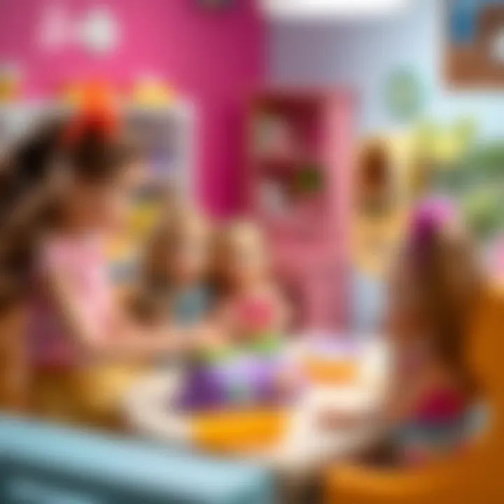 An illustration demonstrating the social skills children develop while playing with dolls.