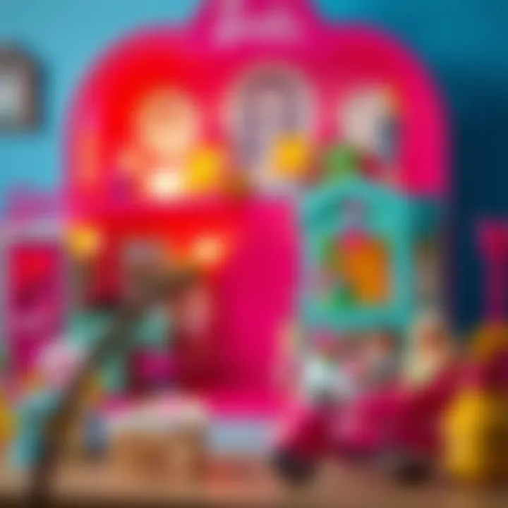 An artistic arrangement of Barbie playsets highlighting creativity and imagination.