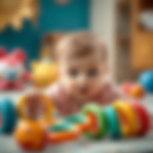 Colorful infant playtime with developmental rings