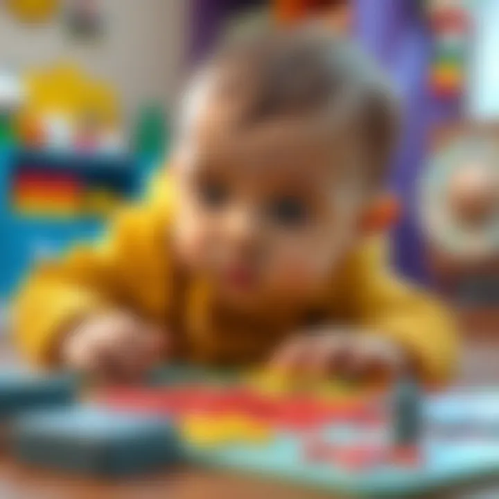 Baby exploring a puzzle with curiosity