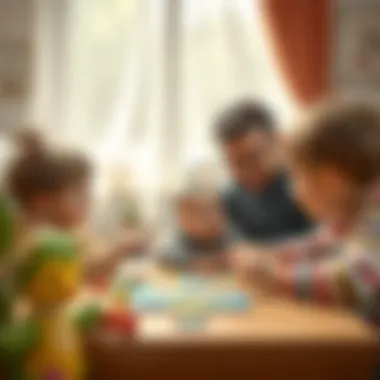 Parents and baby playing with a puzzle together