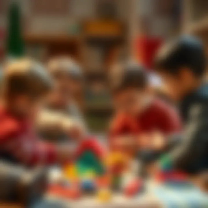 Group of children collaborating on a project