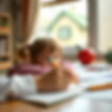 Child drawing with a soft lead pencil