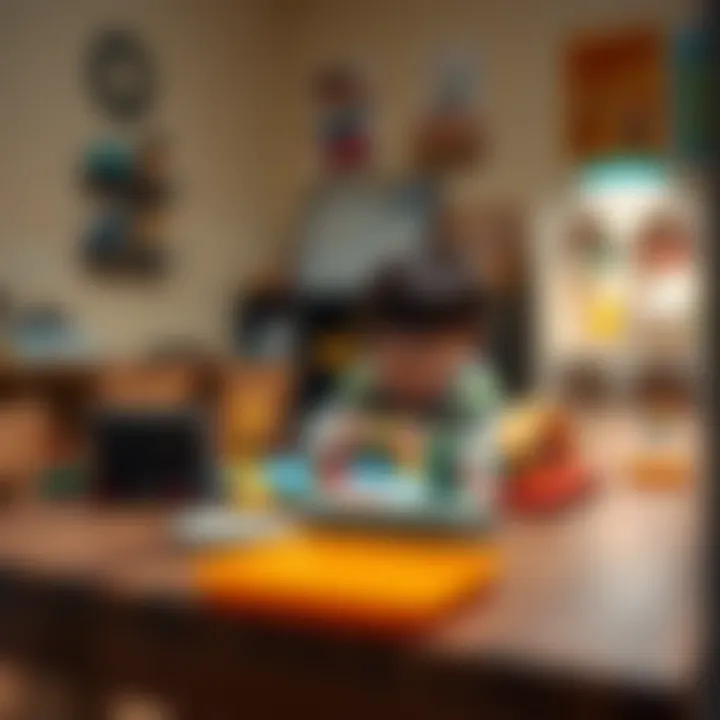 Child engaged in play on a sturdy table