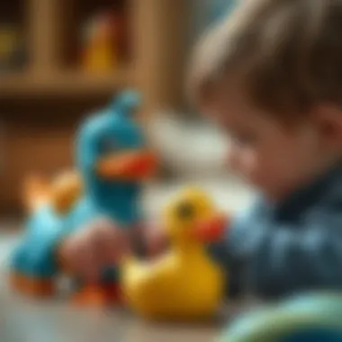 Engagement Through Play Child interacting with a duck toy, showcasing engagement