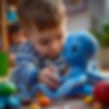 Emotional Growth through Play Child interacting with an octopus toy for emotional growth