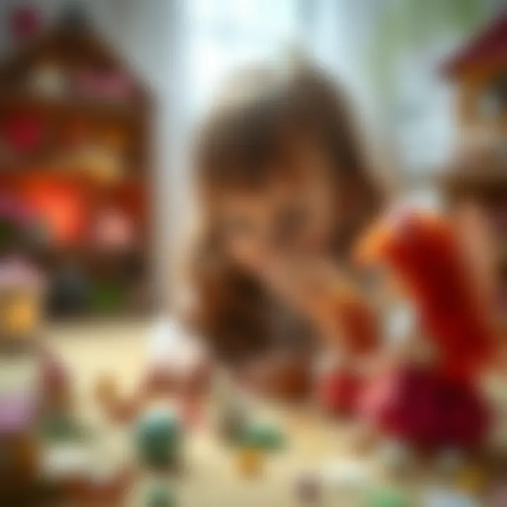A child playing with fairy dolls, showcasing imagination and creativity.