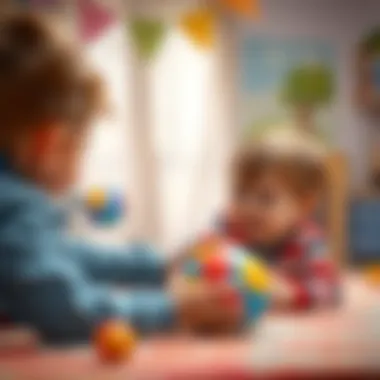 Child playing with a licensed ball toy in a safe environment
