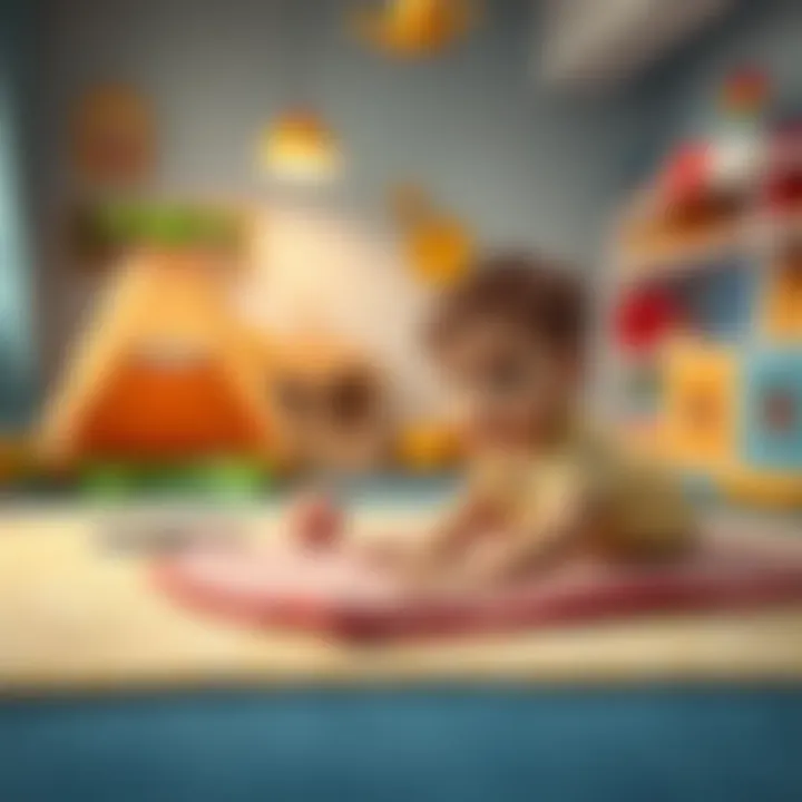 Child playing on a soft, cushioned play mat