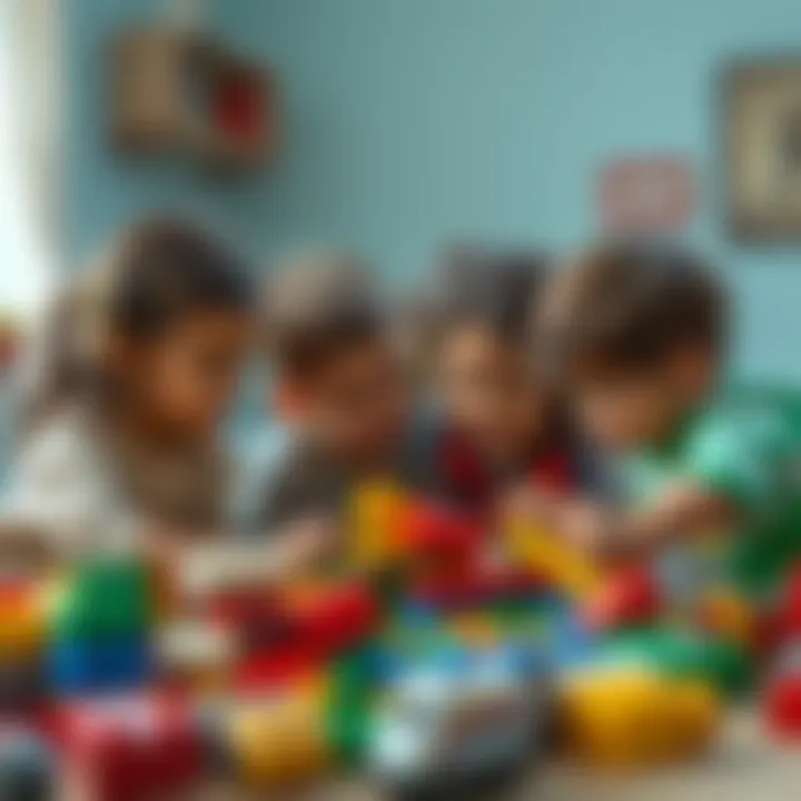 Group of children collaborating on a Lego project