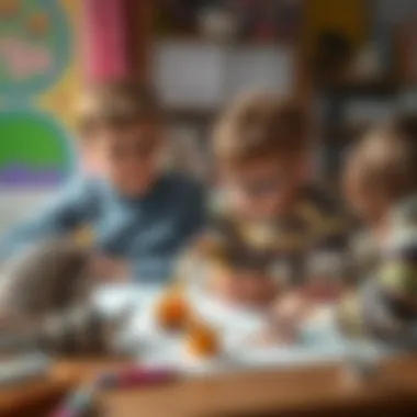 Children engaging in drawing animals