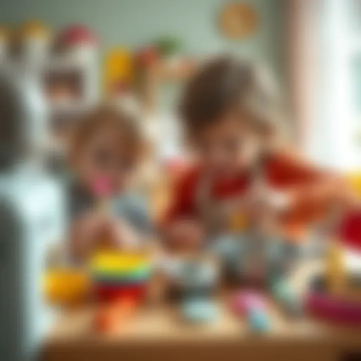 Children engaging with educational kitchen toys that promote creativity.