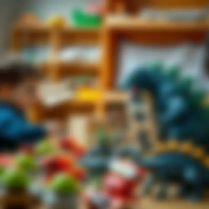 Children engaging in imaginative play with Godzilla toys