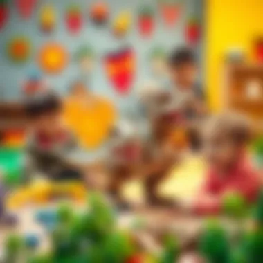 Children engaging in imaginative play with Mega Wrex in a colorful setting.