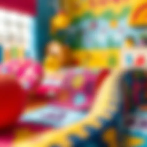 Colorful children's play mat with various patterns