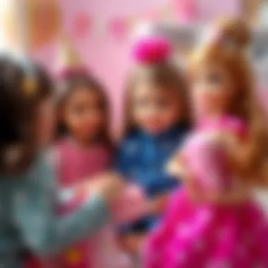 Witness the joy of children engaging with Barbie birthday dolls. Children playing with Barbie birthday dolls