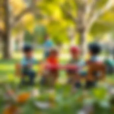 Children playing together in a park setting