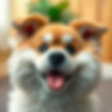 Close-up of a fluffy dog with a playful expression