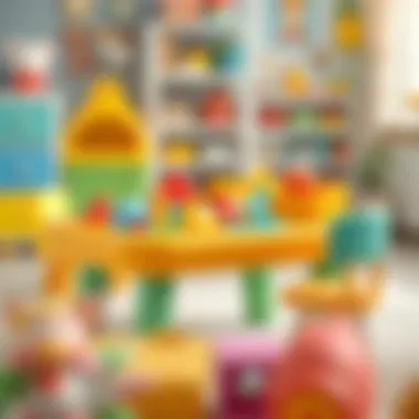 Colorful children's activity table with toys