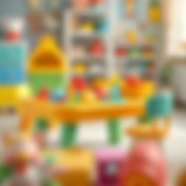 Colorful children's activity table with toys