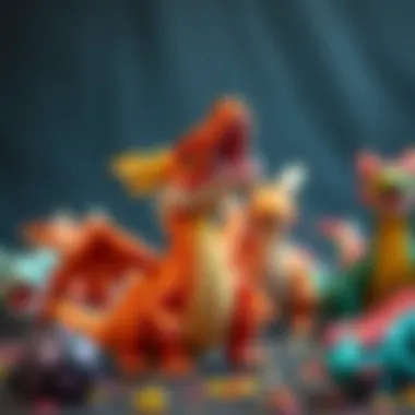 Colorful dragon toys showcasing modern interpretations