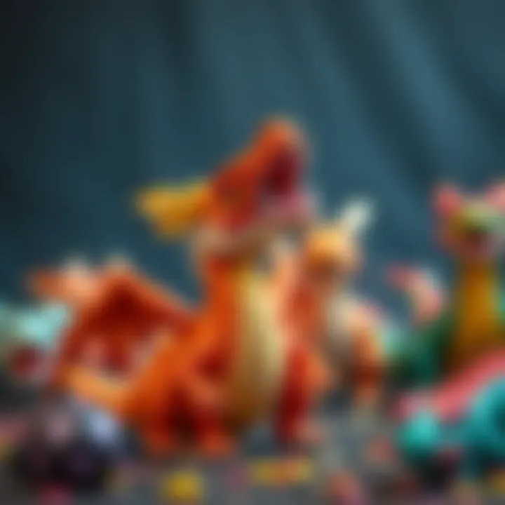 Colorful dragon toys showcasing modern interpretations