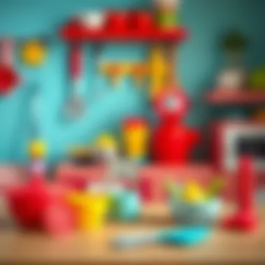 Colorful kitchen accessories aimed at enhancing fine motor skills in children.