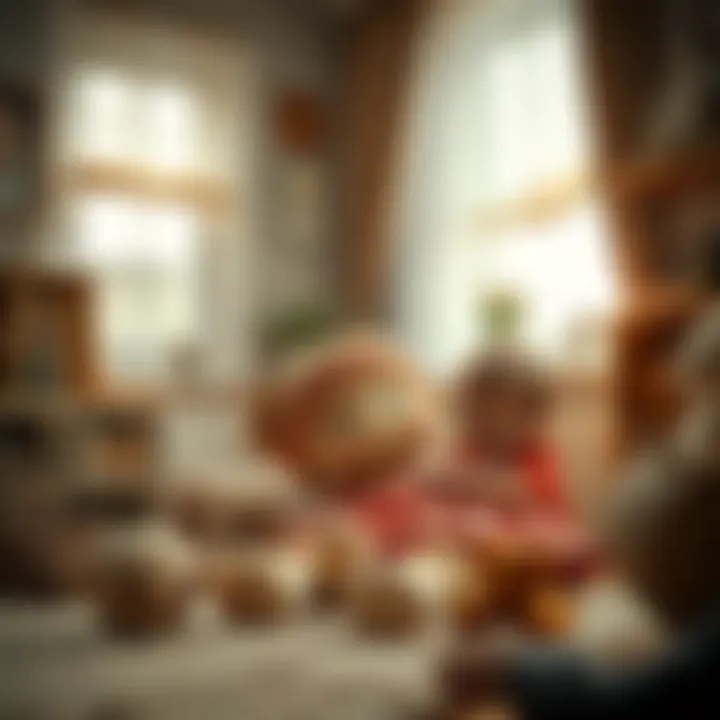 Imaginative Playtime with a Giant Doll Child playing with a giant doll in a cozy room