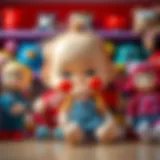 Colorful collection of giant toy dolls