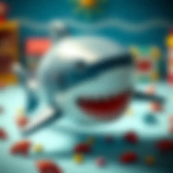 Illustration depicting the developmental benefits of shark toys for children