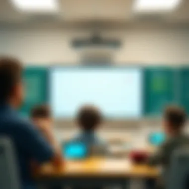 Interactive digital whiteboard in a classroom setting