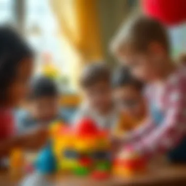 Group of children learning together with the toy