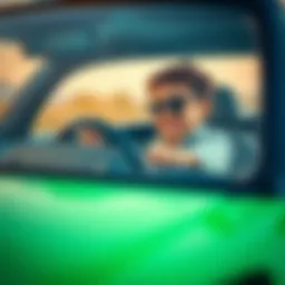 A child joyfully driving an electric car