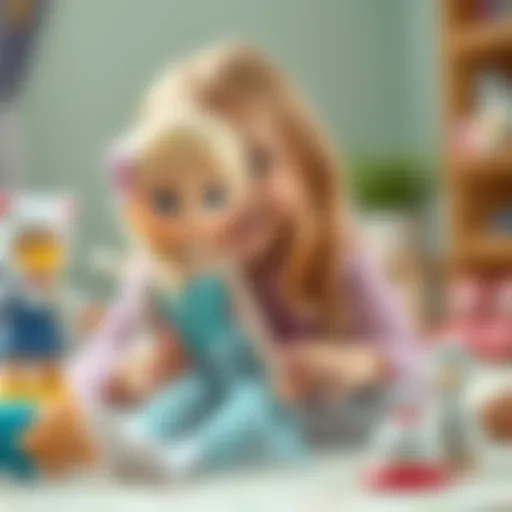 A child engaging in imaginative play with an Elsa doll, showcasing creativity.