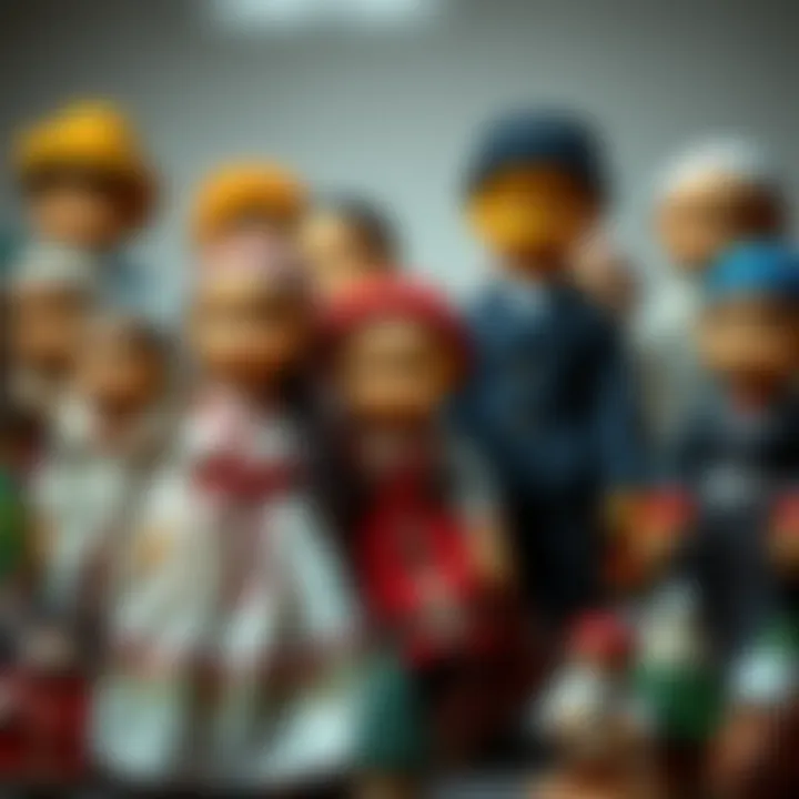 A collection of handcrafted dolls showcasing traditional attire from various cultures.