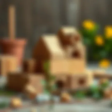 Rustic building blocks made from natural materials, promoting creativity in children's play.