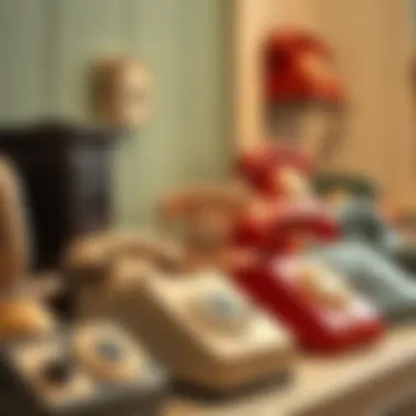 Antique Toy Phone Collection Collection of antique toy phones displayed beautifully