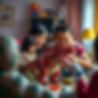 Parents and children bonding while playing with Mega Wrex, emphasizing the toy's role in family time.