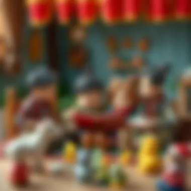 A family engaging in a storytelling session with handcrafted toys